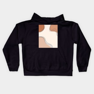 Brown and Beige Neutral Color Geometric Art Shapes and Lines Kids Hoodie